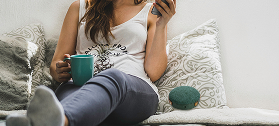 Roundo Portable Bluetooth Speaker on Bed