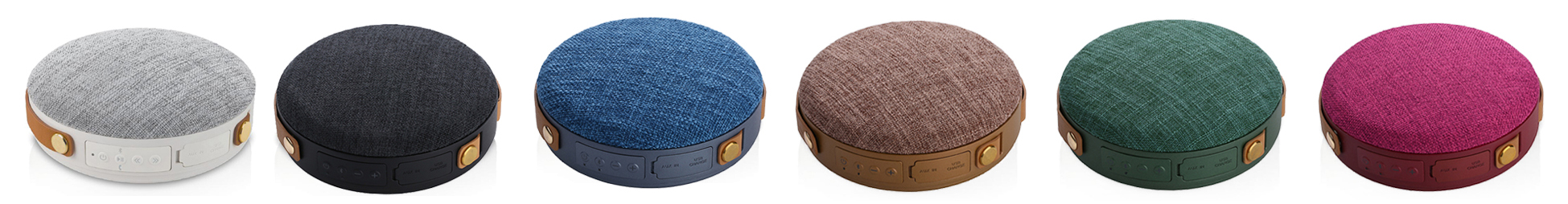 Roundo Portable Bluetooth Speaker in Black, Blue, Brown, Green, Pink, Grey Colors
